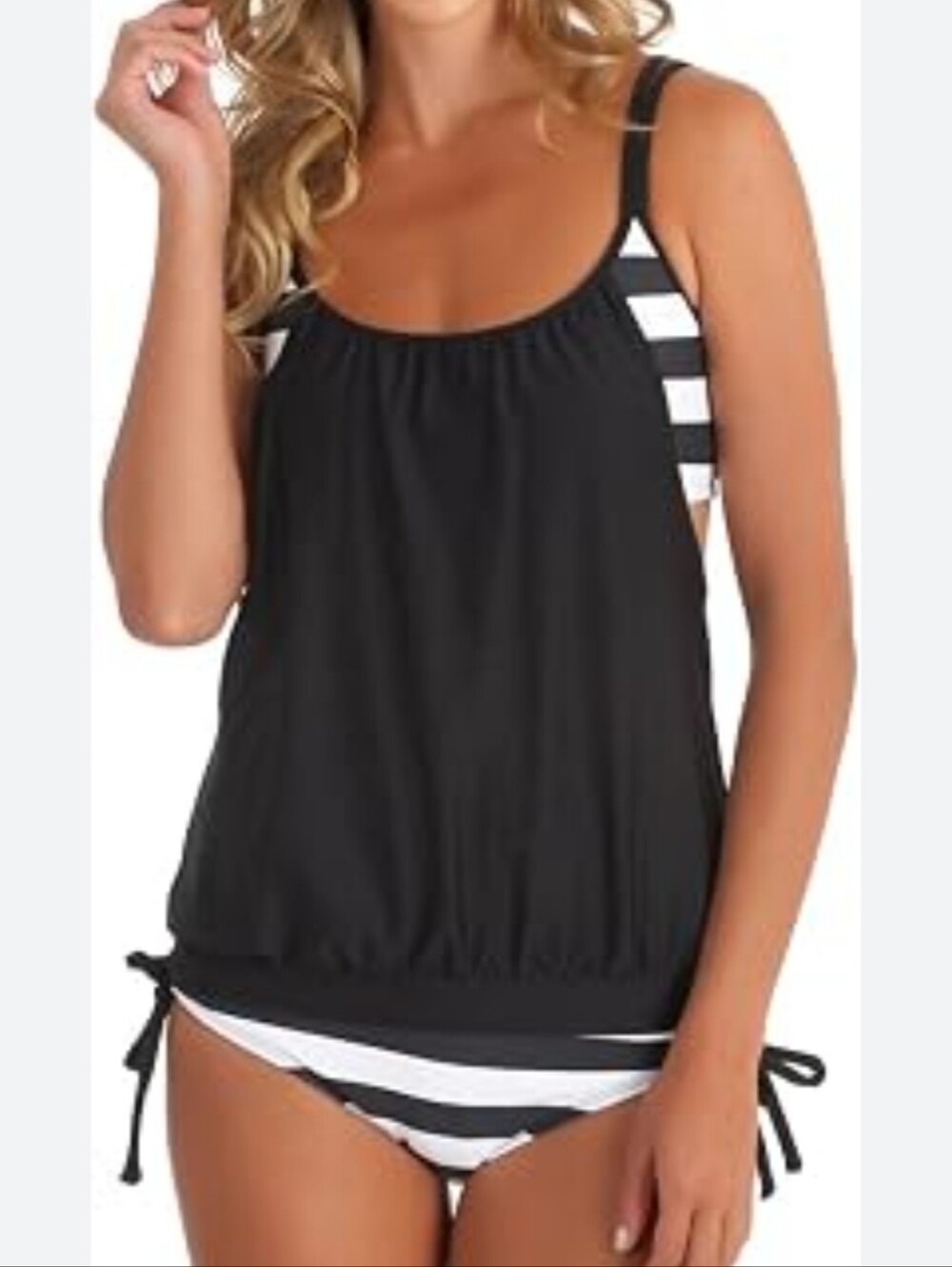 New Black & White Tankini with Open Sides